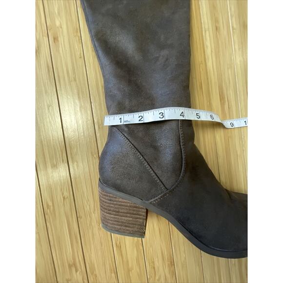 Report Fisher Women’s Boots Size 7.5 Riding Boot Over the Knee Brown Half Zip - Picture 14 of 16